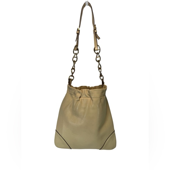 Authentic Prada Leather Beige Shoulder Bag w/ Chain Strap Camel Leather Lining - Picture 1 of 12
